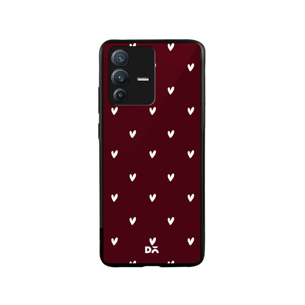 

DailyObjects Bundle Heart Burgundy Glass Case Cover For Vivo V23 Pro