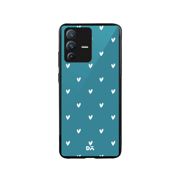 

DailyObjects Bundle Heart Teal Glass Case Cover For Vivo V23