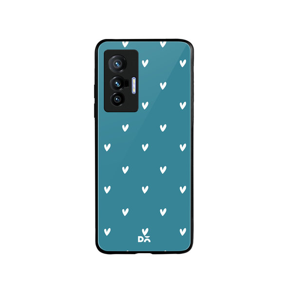 

DailyObjects Bundle Heart Teal Glass Case Cover For Vivo X70