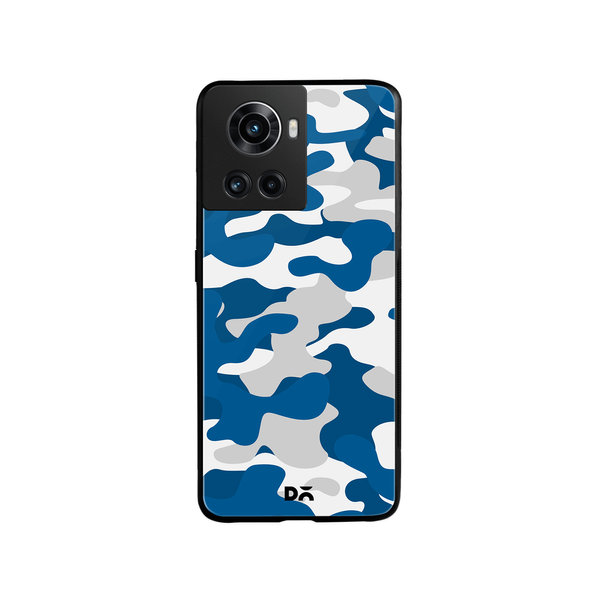 

DailyObjects Camouflage Blue Glass Case Cover For OnePlus 10R