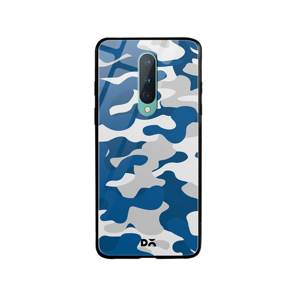 

DailyObjects Camouflage Blue Glass Case Cover For OnePlus 8