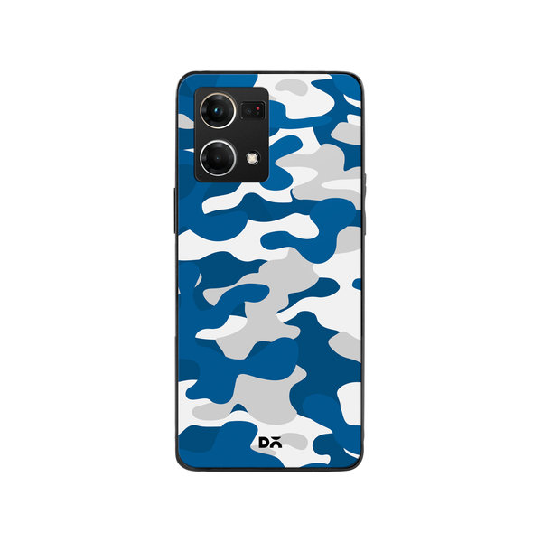 

DailyObjects Camouflage Blue Glass Case Cover For Oppo F21 Pro