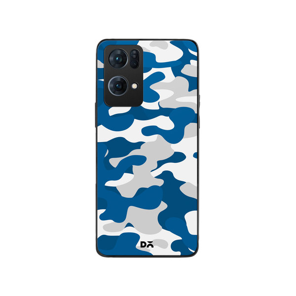 

DailyObjects Camouflage Blue Glass Case Cover For Oppo Reno 7 Pro
