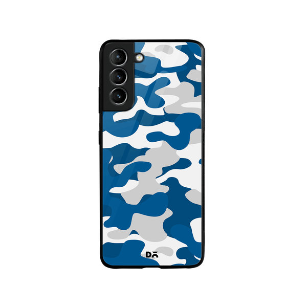 

DailyObjects Camouflage Blue Glass Case Cover For Samsung Galaxy S21
