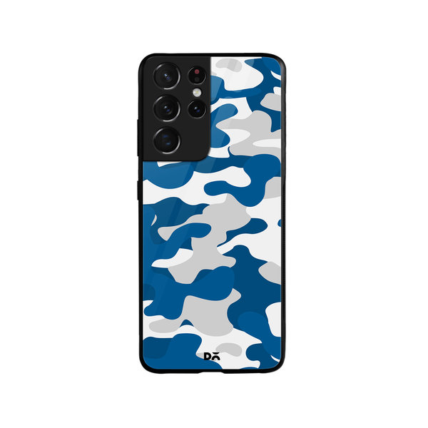 

DailyObjects Camouflage Blue Glass Case Cover For Samsung Galaxy S21 Ultra