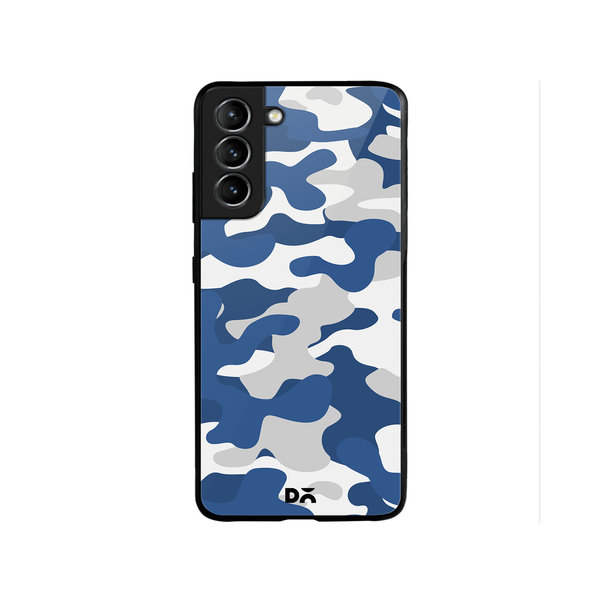 

DailyObjects Camouflage Blue Glass Case Cover For Samsung Galaxy S22