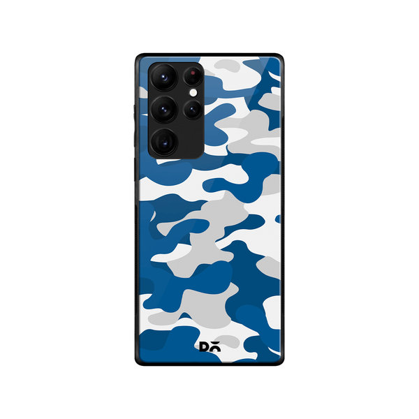 

DailyObjects Camouflage Blue Glass Case Cover For Samsung Galaxy S22 Ultra