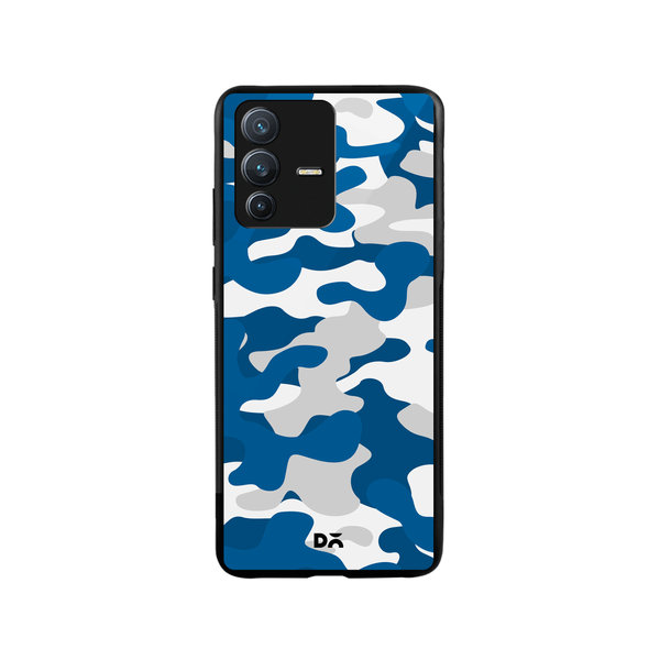 

DailyObjects Camouflage Blue Glass Case Cover For Vivo V23 Pro