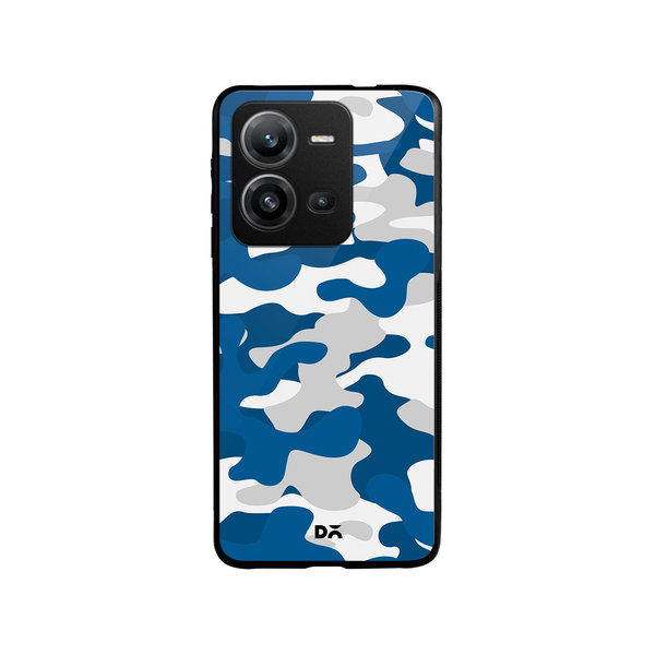 

DailyObjects Camouflage Blue Glass Case Cover For Vivo V25