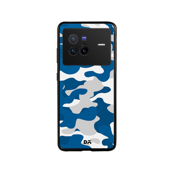 

DailyObjects Camouflage Blue Glass Case Cover For Vivo X80