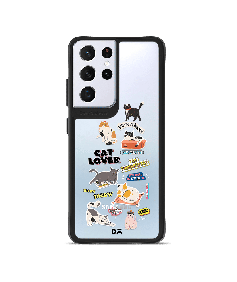 Cat Mom Black Hybrid Clear Case Cover For Samsung Galaxy S21 Ultra