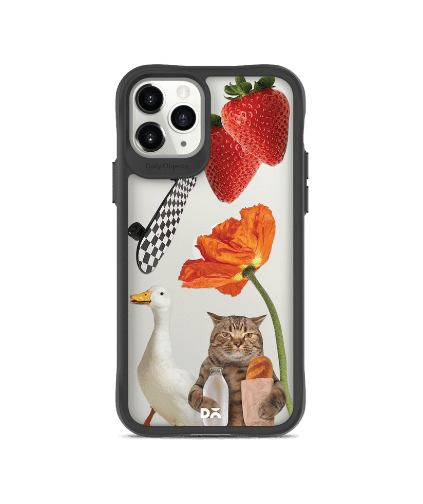 DailyObjects Cat Skate Black Hybrid Clear Case Cover For iPhone 11