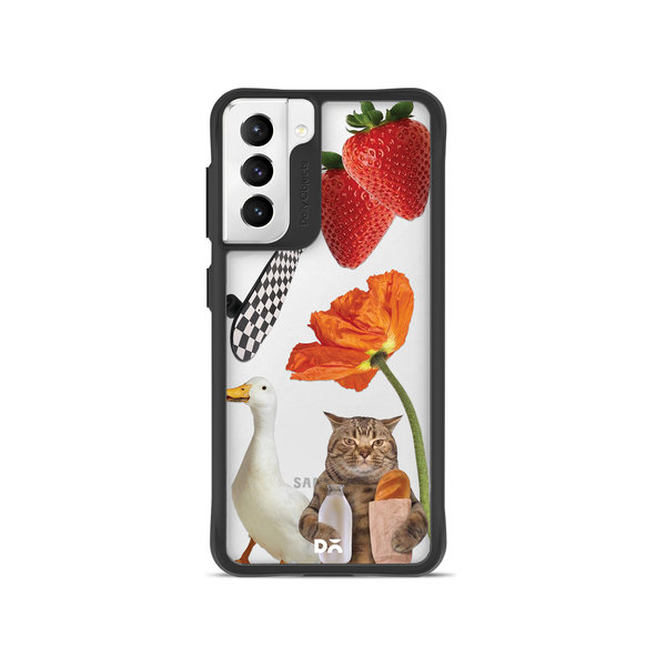 DailyObjects Cat Skate Black Hybrid Clear Case Cover For Samsung Galaxy S21