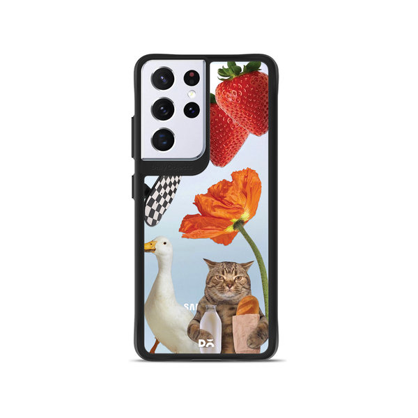 

DailyObjects Cat Skate Black Hybrid Clear Case Cover For Samsung Galaxy S21 Ultra