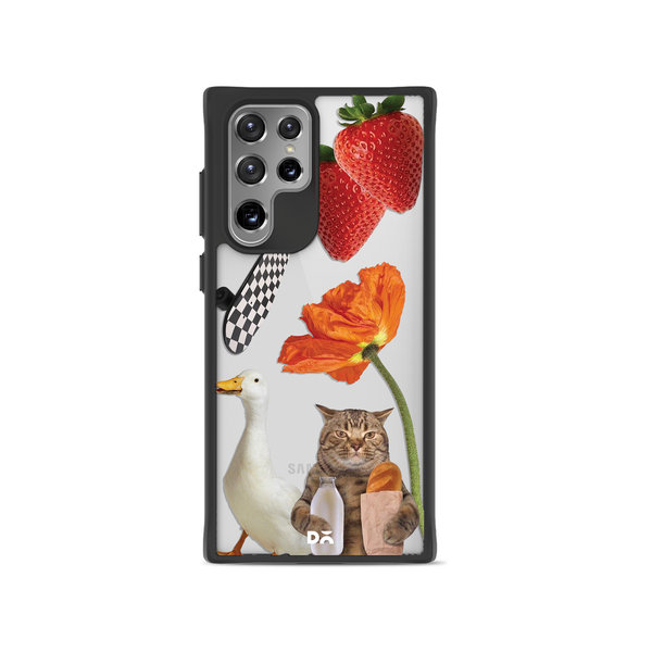 

DailyObjects Cat Skate Black Hybrid Clear Case Cover For Samsung Galaxy S22 Ultra