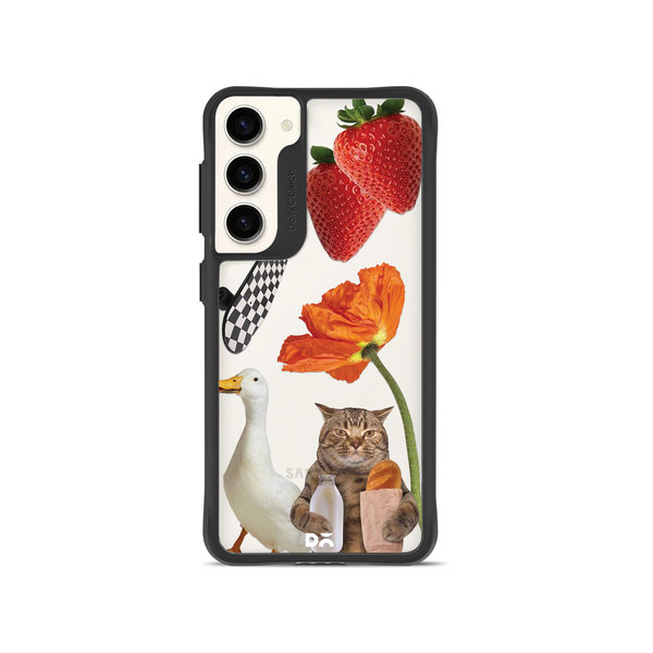 

DailyObjects Cat Skate Black Hybrid Clear Case Cover For Samsung Galaxy S23 Plus