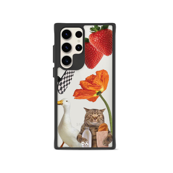 DailyObjects Cat Skate Black Hybrid Clear Case Cover For Samsung Galaxy S23 Ultra