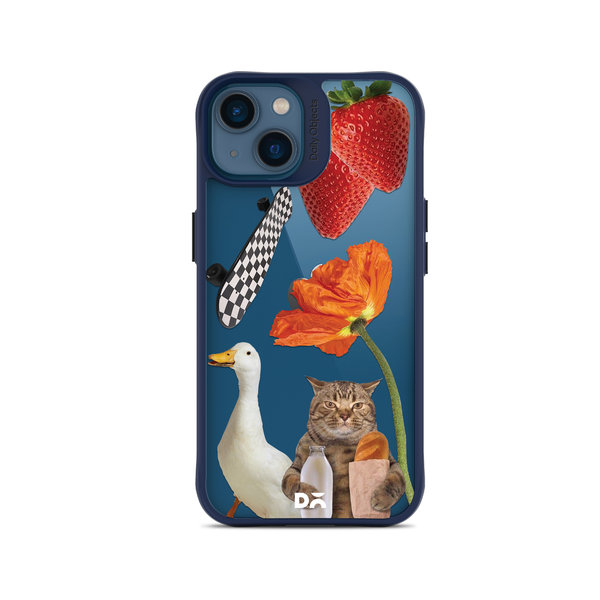 

DailyObjects Cat Skate Blue Hybrid Clear Case Cover For iPhone 14 Plus
