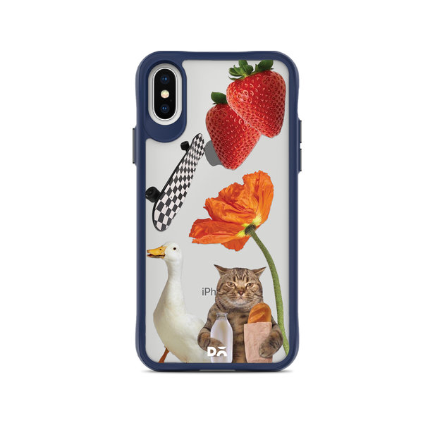 

DailyObjects Cat Skate Blue Hybrid Clear Case Cover For iPhone XS