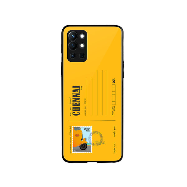 

DailyObjects Chennai Auto Rickshaw Postcard Glass Case Cover For OnePlus 9R
