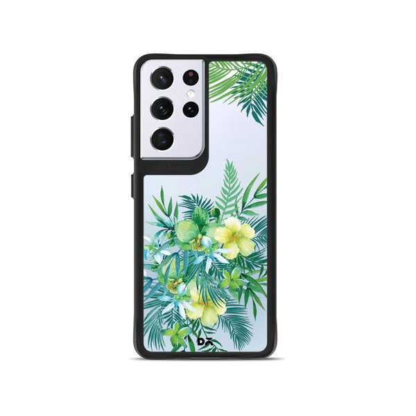 

DailyObjects Clear Ferns & Flowers Black Hybrid Clear Case Cover For Samsung Galaxy S21 Ultra