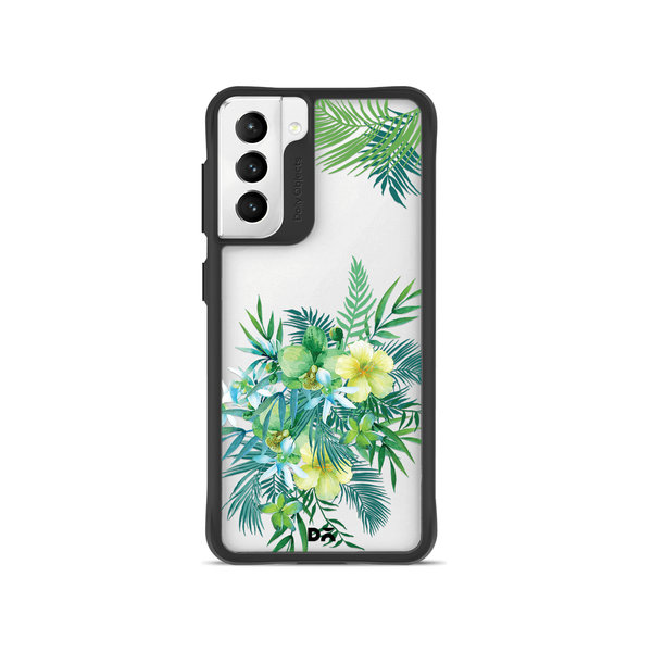 

DailyObjects Clear Ferns & Flowers Black Hybrid Clear Case Cover For Samsung Galaxy S22 Plus