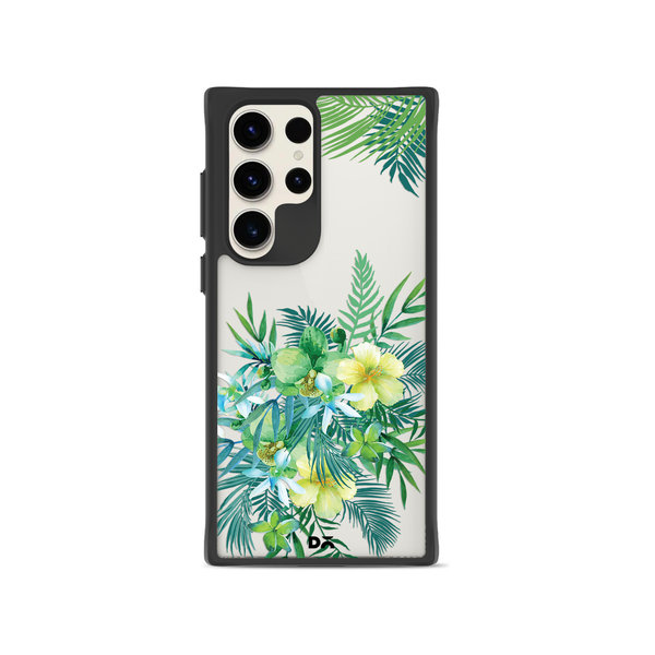 

DailyObjects Clear Ferns & Flowers Black Hybrid Clear Case Cover For Samsung Galaxy S23 Ultra