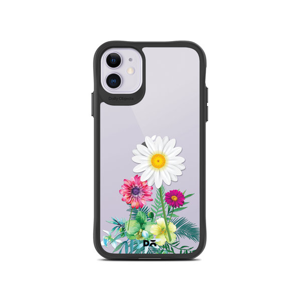 

DailyObjects Clear Flowers And Daisy Black Hybrid Clear Case Cover For iPhone 11
