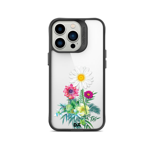 

DailyObjects Clear Flowers And Daisy Black Hybrid Clear Case Cover For iPhone 15 Pro