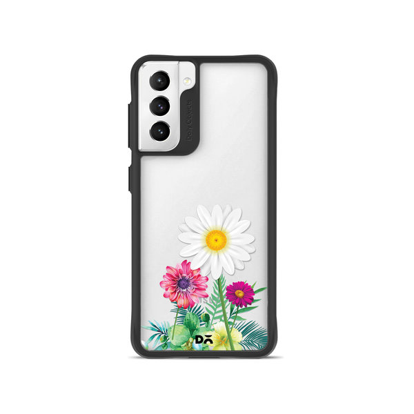 

DailyObjects Clear Flowers And Daisy Black Hybrid Clear Case Cover For Samsung Galaxy S22 Plus