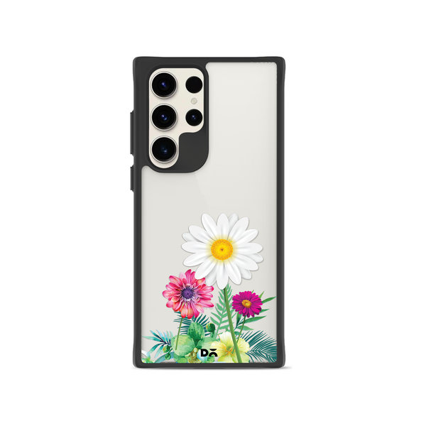 

DailyObjects Clear Flowers And Daisy Black Hybrid Clear Case Cover For Samsung Galaxy S23 Ultra