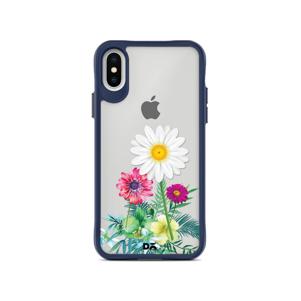

DailyObjects Clear Flowers And Daisy Blue Hybrid Clear Case Cover For iPhone XS