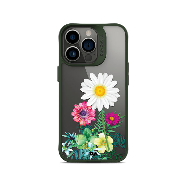 

DailyObjects Clear Flowers And Daisy Green Hybrid Clear Case Cover For iPhone 13 Pro Max