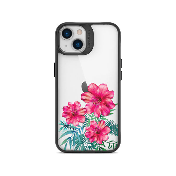 

DailyObjects Clear Hibiscus Black Hybrid Clear Case Cover For iPhone 13 Mini