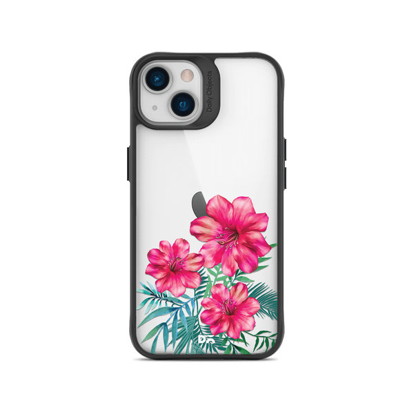 DailyObjects Clear Hibiscus Black Hybrid Clear Case Cover For iPhone 14