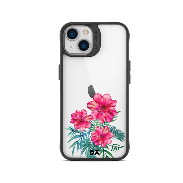 

DailyObjects Clear Hibiscus Black Hybrid Clear Case Cover For iPhone 15 Plus