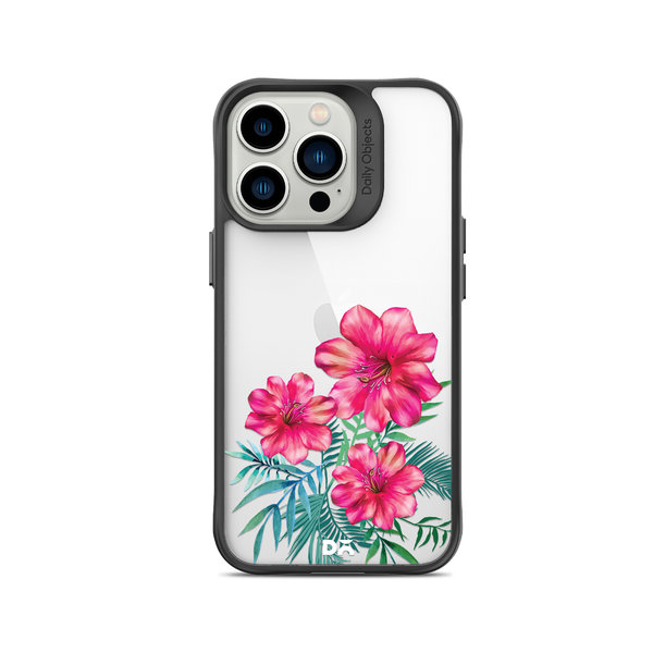 

DailyObjects Clear Hibiscus Black Hybrid Clear Case Cover For iPhone 15 Pro