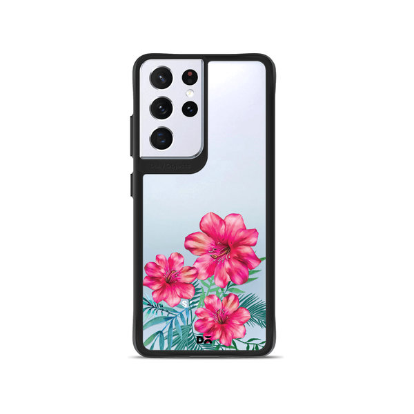 

DailyObjects Clear Hibiscus Black Hybrid Clear Case Cover For Samsung Galaxy S21 Ultra