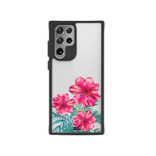 

DailyObjects Clear Hibiscus Black Hybrid Clear Case Cover For Samsung Galaxy S22 Ultra