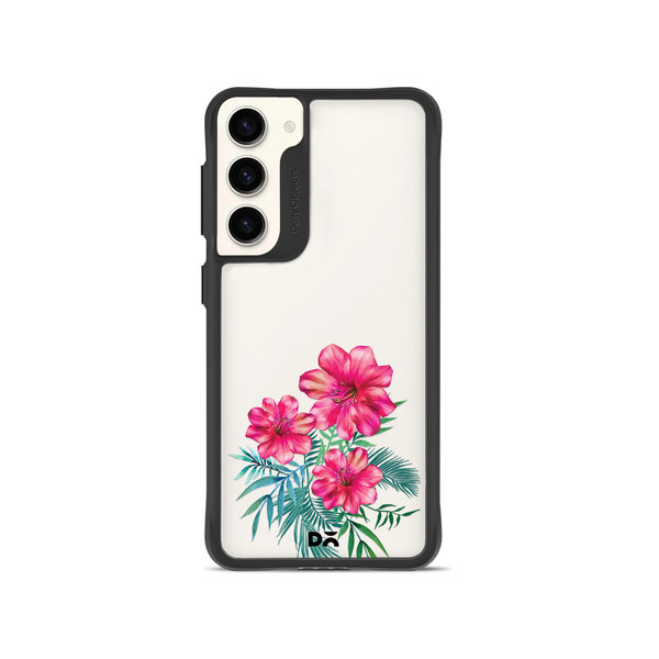 

DailyObjects Clear Hibiscus Black Hybrid Clear Case Cover For Samsung Galaxy S23 Plus