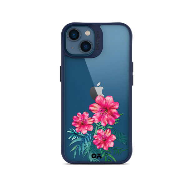 

DailyObjects Clear Hibiscus Blue Hybrid Clear Case Cover For iPhone 14 Plus