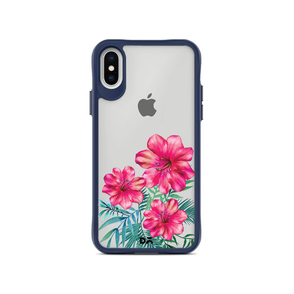 

DailyObjects Clear Hibiscus Blue Hybrid Clear Case Cover For iPhone XS