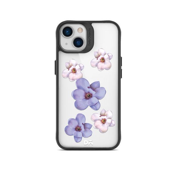 

DailyObjects Clear Mauve & White Flowers Black Hybrid Clear Case Cover For iPhone 15