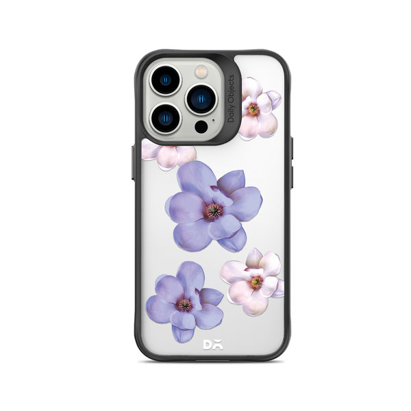 

DailyObjects Clear Mauve & White Flowers Black Hybrid Clear Case Cover For iPhone 15 Pro