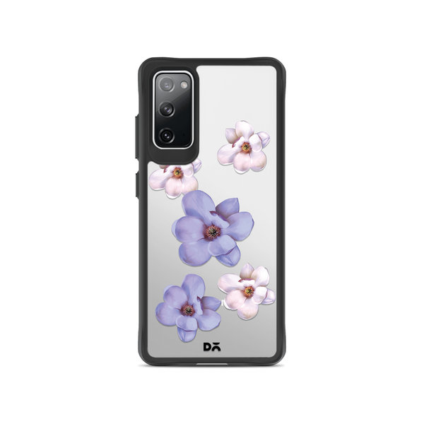 

DailyObjects Clear Mauve & White Flowers Black Hybrid Clear Case Cover For Samsung Galaxy S20 FE