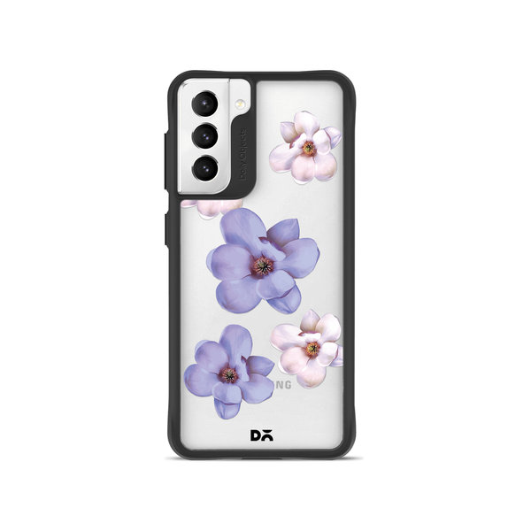 

DailyObjects Clear Mauve & White Flowers Black Hybrid Clear Case Cover For Samsung Galaxy S21 Plus