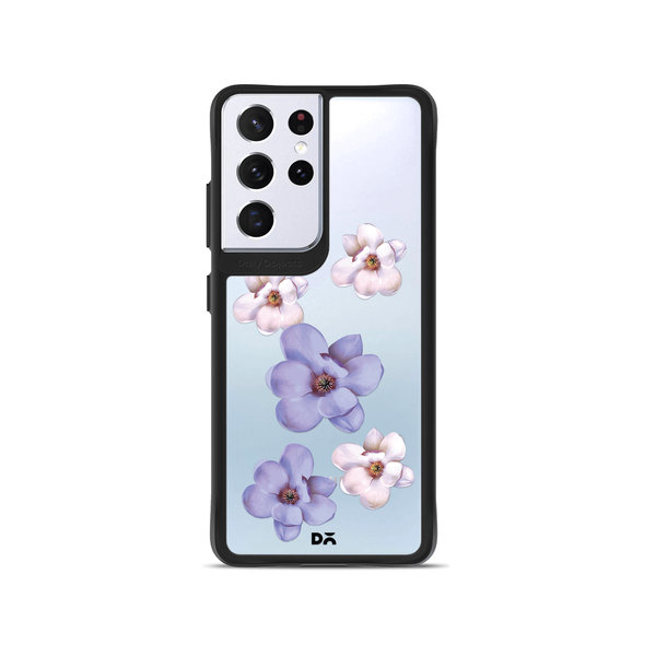 

DailyObjects Clear Mauve & White Flowers Black Hybrid Clear Case Cover For Samsung Galaxy S21 Ultra
