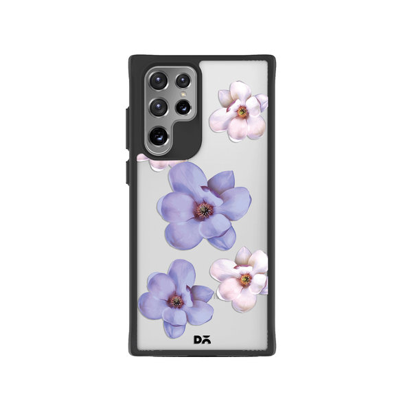 

DailyObjects Clear Mauve & White Flowers Black Hybrid Clear Case Cover For Samsung Galaxy S22 Ultra