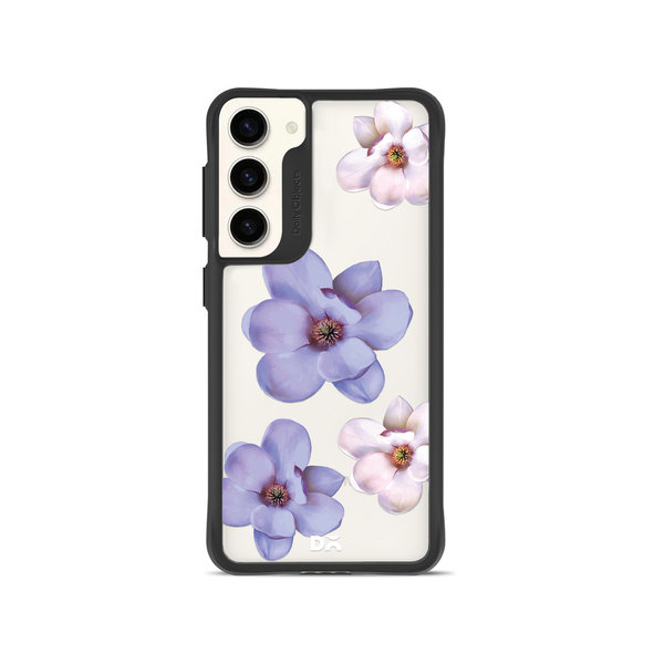 

DailyObjects Clear Mauve & White Flowers Black Hybrid Clear Case Cover For Samsung Galaxy S23