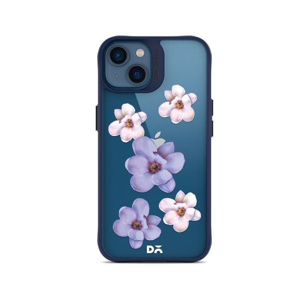 

DailyObjects Clear Mauve & White Flowers Blue Hybrid Clear Case Cover For iPhone 14 Plus